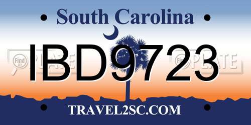 IBD9723 South Carolina License Plate