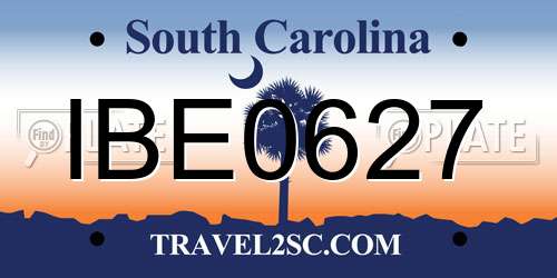 IBE0627 South Carolina License Plate