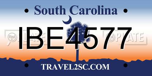 IBE4577 South Carolina License Plate