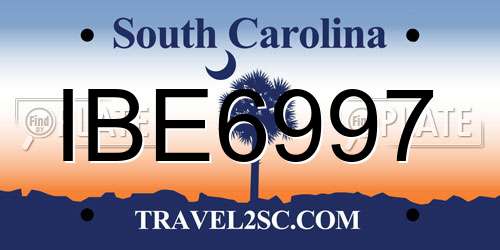 IBE6997 South Carolina License Plate