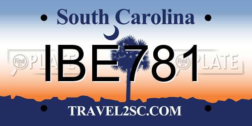 IBE781 South Carolina License Plate