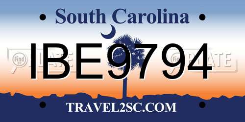 IBE9794 South Carolina License Plate