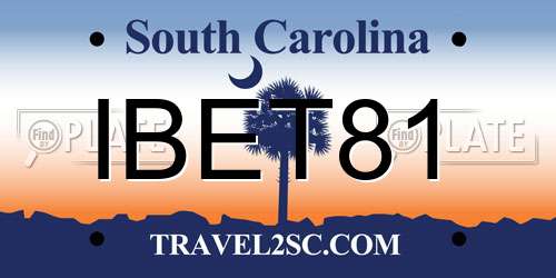 IBET81 South Carolina License Plate