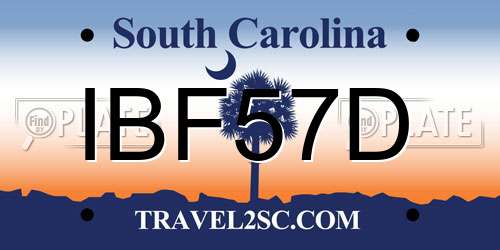 IBF57D South Carolina License Plate