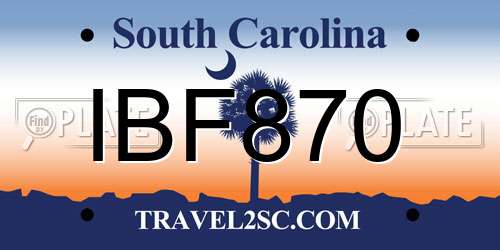 IBF870 South Carolina License Plate