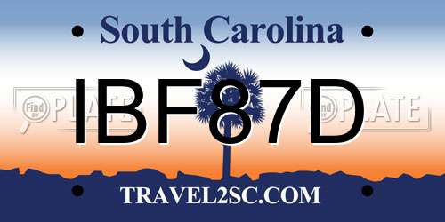 IBF87D South Carolina License Plate