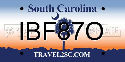 IBF87O South Carolina License Plate