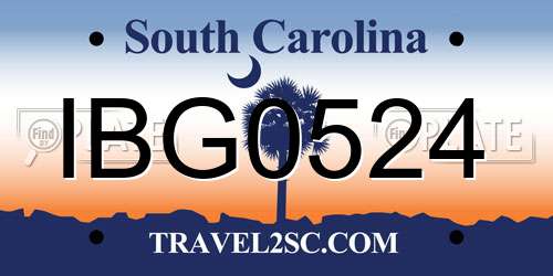 IBG0524 South Carolina License Plate