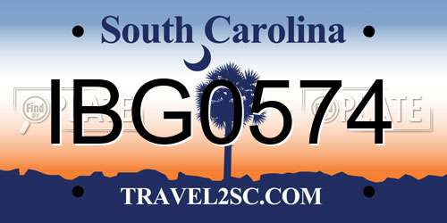 IBG0574 South Carolina License Plate