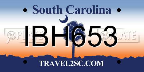 IBH653 South Carolina License Plate