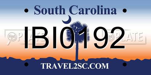 IBI0192 South Carolina License Plate