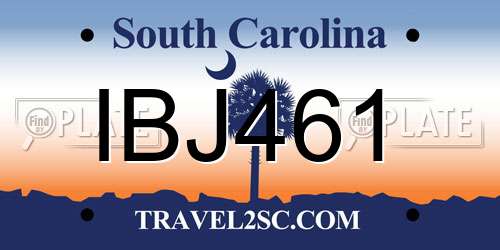 IBJ461 South Carolina License Plate