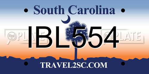 IBL554 South Carolina License Plate