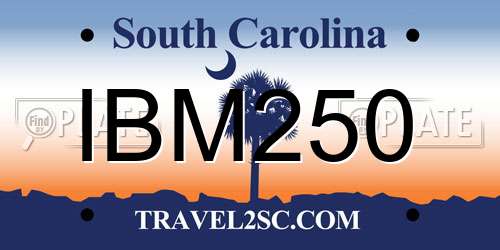 IBM250 South Carolina License Plate