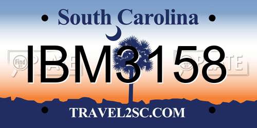 IBM3158 South Carolina License Plate