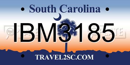 IBM3185 South Carolina License Plate