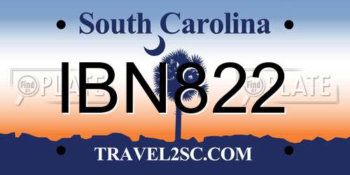 IBN822 South Carolina License Plate