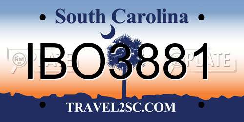 IBO3881 South Carolina License Plate