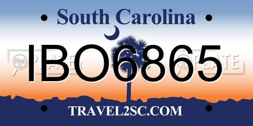 IBO6865 South Carolina License Plate