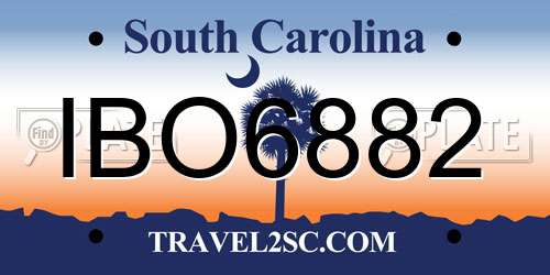 IBO6882 South Carolina License Plate