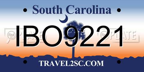 IBO9221 South Carolina License Plate