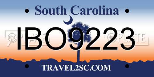 IBO9223 South Carolina License Plate