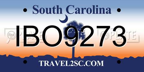 IBO9273 South Carolina License Plate