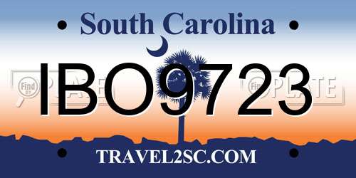 IBO9723 South Carolina License Plate