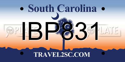 IBP831 South Carolina License Plate