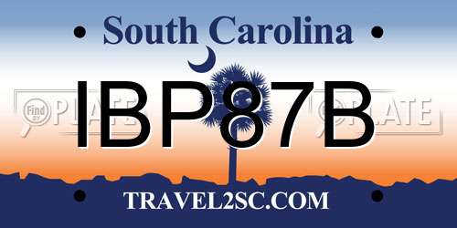 IBP87B South Carolina License Plate