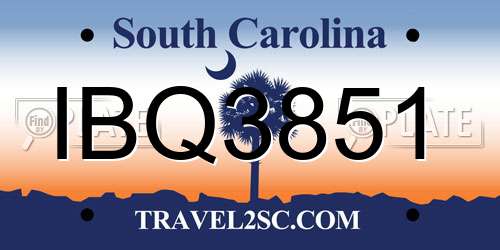 IBQ3851 South Carolina License Plate