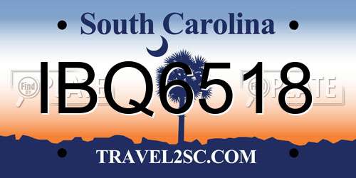 IBQ6518 South Carolina License Plate