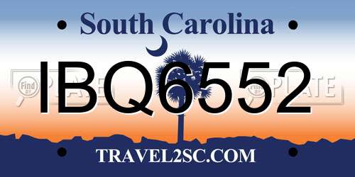 IBQ6552 South Carolina License Plate