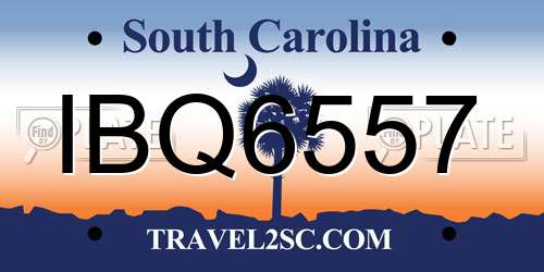 IBQ6557 South Carolina License Plate