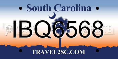 IBQ6568 South Carolina License Plate