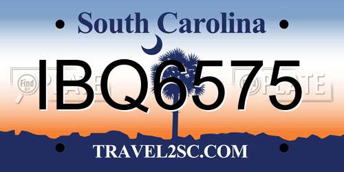 IBQ6575 South Carolina License Plate