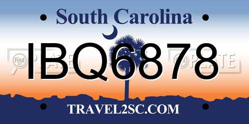 IBQ6878 South Carolina License Plate