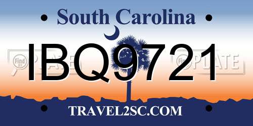 IBQ9721 South Carolina License Plate