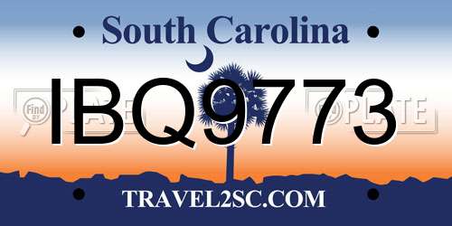IBQ9773 South Carolina License Plate