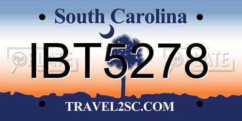 IBT5278 South Carolina License Plate