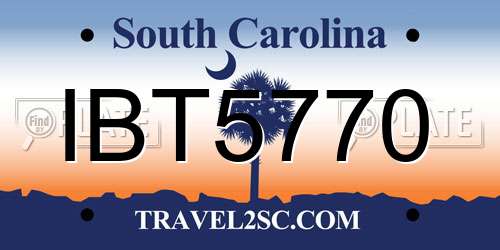 IBT5770 South Carolina License Plate
