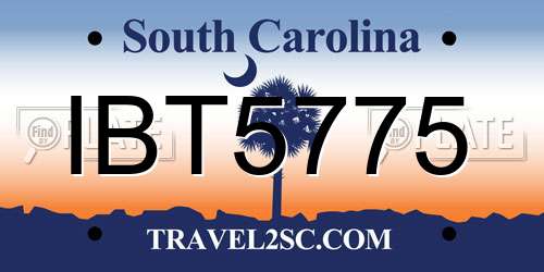 IBT5775 South Carolina License Plate