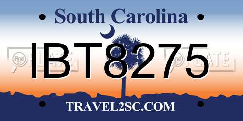 IBT8275 South Carolina License Plate