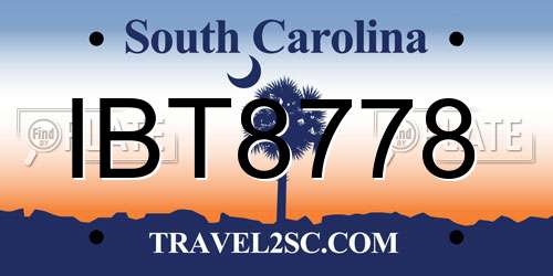 IBT8778 South Carolina License Plate
