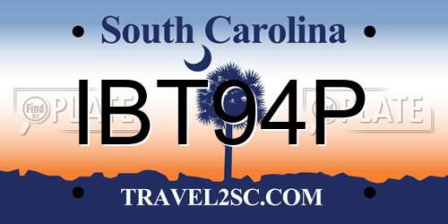 IBT94P South Carolina License Plate