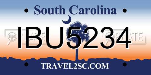 IBU5234 South Carolina License Plate