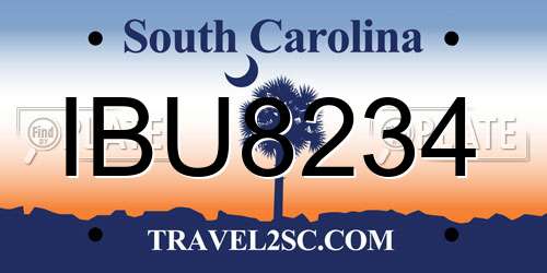 IBU8234 South Carolina License Plate