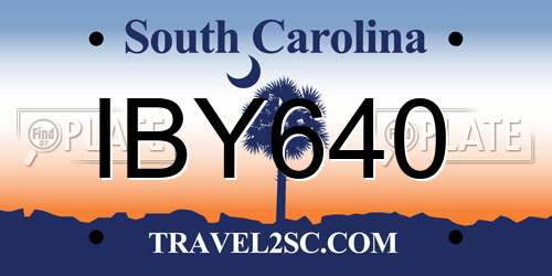 IBY640 South Carolina License Plate