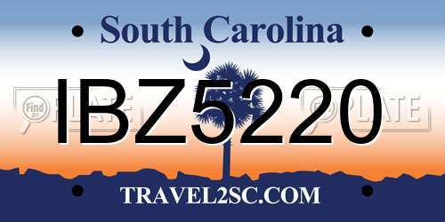 IBZ5220 South Carolina License Plate