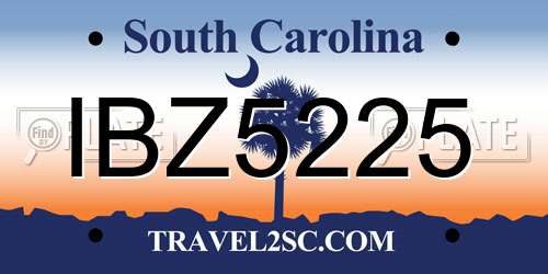 IBZ5225 South Carolina License Plate